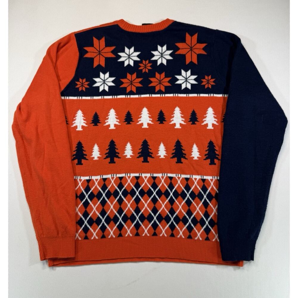 NFL Denver Broncos Ugly Christmas Sweater Orange Navy Patchwork XL Team Apparel - Picture 2 of 7